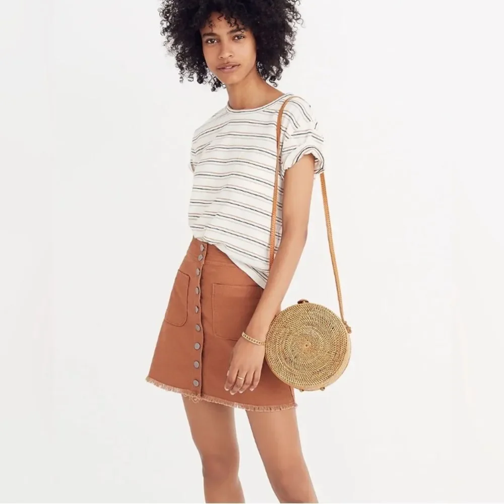 Madewell High-Waist Snap Skirt  Burnt Siena style J3992‎ size 2
